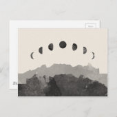 Carte Postale Phases de l'aquarelle spatiale de l'astronomie lun (Devant / Derrière)