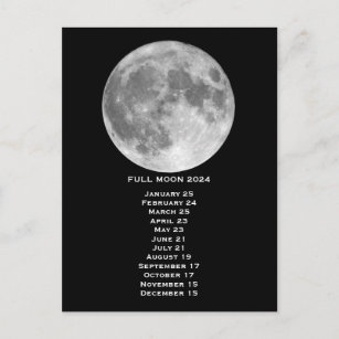 Carte Postale Phases de Pleine lune 2024 États-Unis Date Est