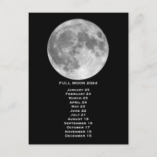 Carte Postale Phases de Pleine lune 2024 Europe Date