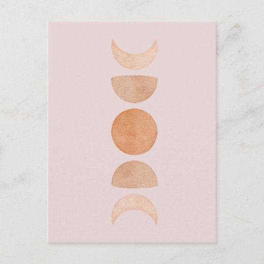 Carte postale Phases Lune rose (Devant)
