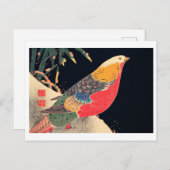 Carte Postale Phéasant d'or dans la neige par Ito Jakuchu (Devant / Derrière)