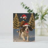 Carte Postale Pheasant on Springer Spaniel Christmas postcard (Debout devant)
