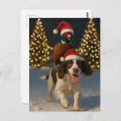 Carte Postale Pheasant on Springer Spaniel Christmas postcard (Devant / Derrière)