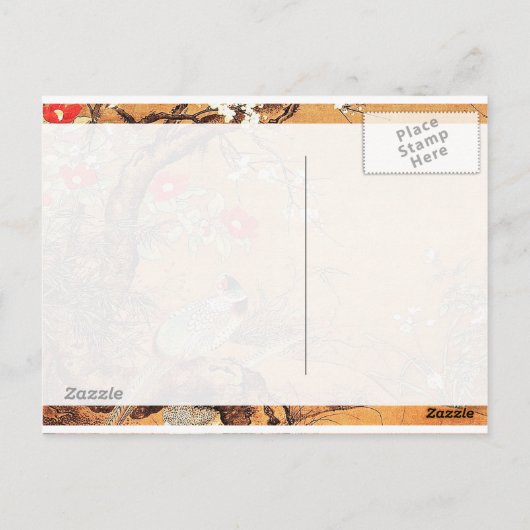 Carte Postale Phéasé et camélia l'art oriental chinois à l'encre (Dos)