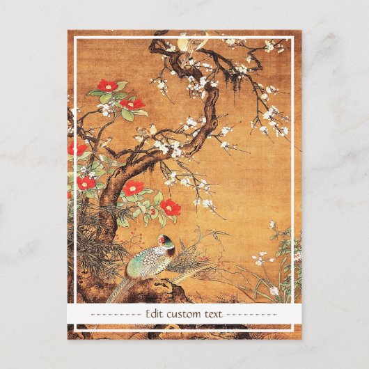 Carte Postale Phéasé et camélia l'art oriental chinois à l'encre (Devant)