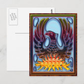 Carte Postale Phénix s'élevant des cendres et des flammes (Devant / Derrière)