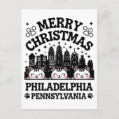 Carte Postale Philadelphia City Pennsylvanie Joyeux Noël chat (Devant)