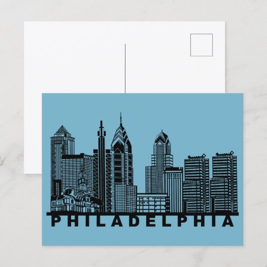Carte Postale Philadelphia Postcard – Iconic Skyline Silhouette  (Devant / Derrière)