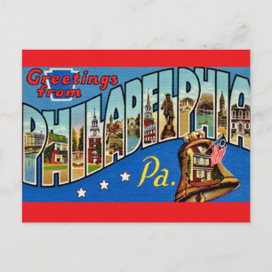 Carte Postale Philadelphie Colorée Vintage