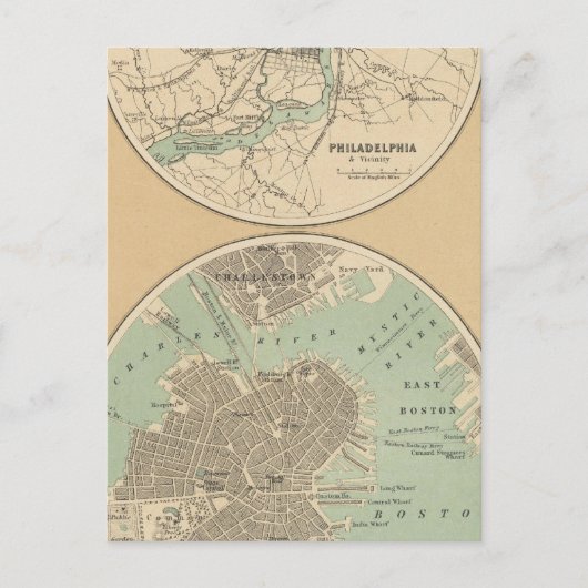 Carte Postale Philadelphie et Boston (Devant)