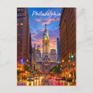 Carte Postale Philadelphie, États-Unis - Hôtel de ville, ciel au