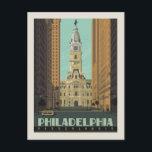 Carte Postale Philadelphie, Pennsylvanie | Hôtel de ville<br><div class="desc">Anderson Design Group est une société d'illustration et de conception de pointe située à Nashville,  au Tennessee. Founder Joel Anderson Directives Team of talented artists to create original poster art that looks like classic vintage publicité prints from the 1920s to the 1960s.</div>