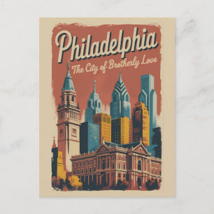 Carte Postale Philadelphie Pennsylvanie Illustration Voyage Art