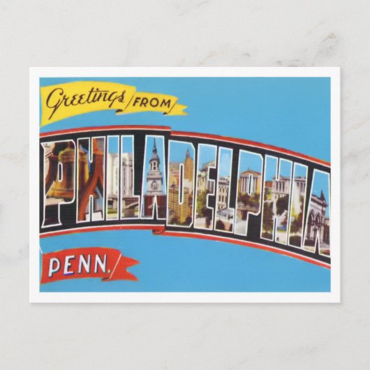 Carte Postale Philadelphie, Pennsylvanie Vintage Big Letters (Devant)