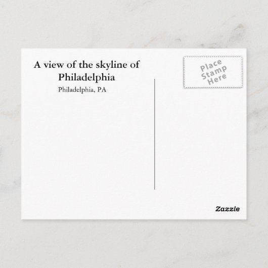 Carte Postale Philadelphie Skyline (Dos)