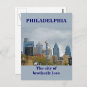 Carte Postale Philadelphie Skyline de la promenade fluviale (Devant / Derrière)