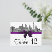 Carte Postale Philadelphie Skyline Etch BW Purple Numéro de tabl (Debout devant)