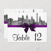 Carte Postale Philadelphie Skyline Etch BW Purple Numéro de tabl (Devant / Derrière)
