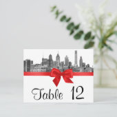 Carte Postale Philadelphie Skyline Etch BW Red Table Numéro (Debout devant)