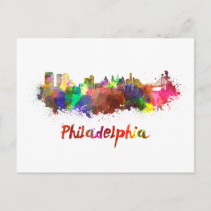 Carte Postale Philadelphie skyline in watercolor