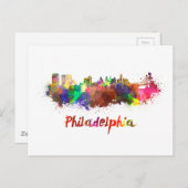 Carte Postale Philadelphie skyline in watercolor (Devant / Derrière)