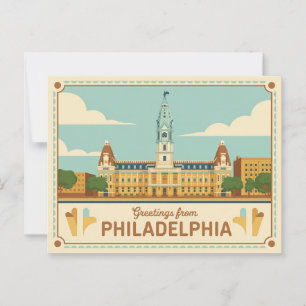 Carte postale Philadelphie vintage   Salutations d