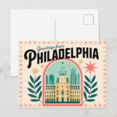 Carte postale Philadelphie vintage | Salutations d (Devant / Derrière)