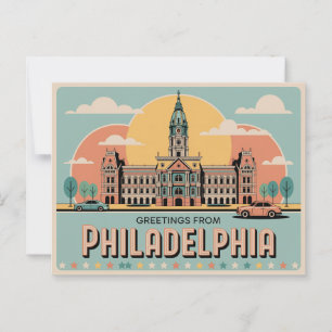 Carte postale Philadelphie vintage   Salutations d