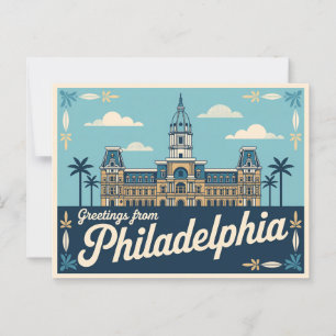 Carte postale Philadelphie vintage   Salutations d