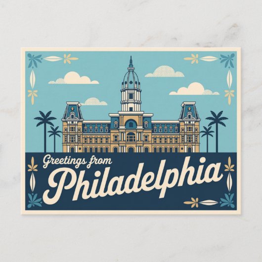 Carte postale Philadelphie vintage | Salutations d (Devant)
