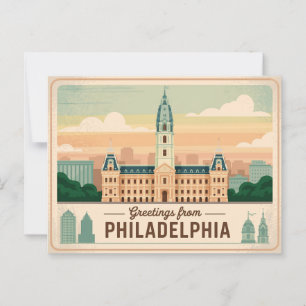 Carte postale Philadelphie vintage   Salutations d
