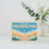 Carte postale Philadelphie vintage | Salutations d (Debout devant)
