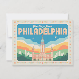 Carte postale Philadelphie vintage   Salutations d