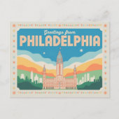 Carte postale Philadelphie vintage | Salutations d (Devant)