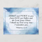 Carte Postale Philippiens 1:2-3 Grâce et Paix à Vous, Bible (Devant)