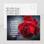 Carte Postale Philippiens 1:6 J'ai confiance en cette Bible Vers (Devant / Derrière)