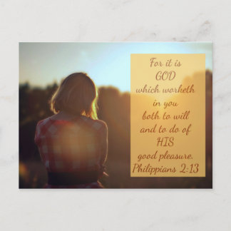 Carte Postale Philippiens 2:13 - Bible Verse Postcard