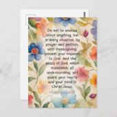 Carte Postale Philippiens 4:6-7 Bible chrétienne Verse Aquarelle (Devant / Derrière)