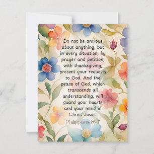 Carte Postale Philippiens 4:6-7 Verset de la Bible chrétienne Aq