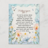 Carte Postale Philippiens 4:6-7 Verset de la Bible chrétienne Aq (Devant)