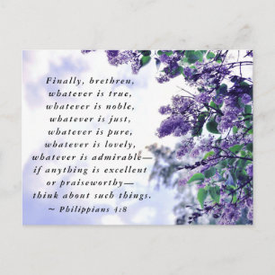 Carte Postale Philippiens 4:8 Quoi qu'il en soit Noble Bible Ver