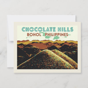Carte Postale Philippines, Chocolate Hills in Bohol island Postc