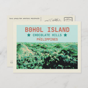Carte Postale Philippines, Collines de chocolat sur l'île de Boh