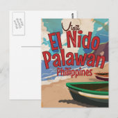 Carte Postale Philippines, El Nido, Palawan Travel poster. (Devant / Derrière)