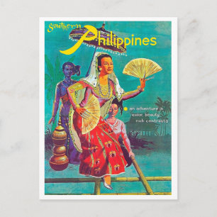 Carte Postale Philippines, femmes en costumes traditionnels folk