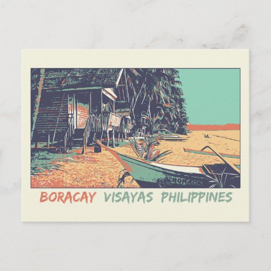 Carte Postale Philippines, plage de Boracay dans les îles Visaya (Devant)