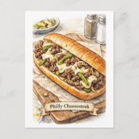 Carte postale Philly Cheesesteak (Série de nourrit