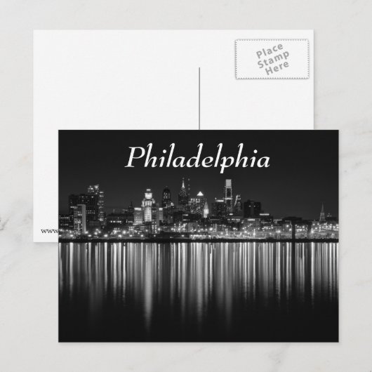 Carte Postale Philly night b/w (Devant / Derrière)