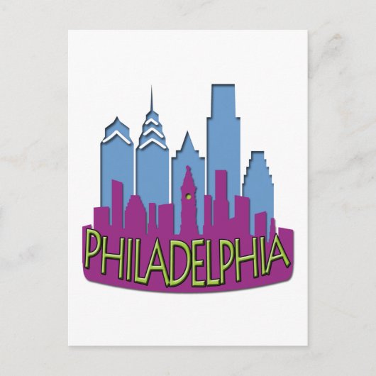 Carte Postale Philly Skyline cool de nouvelles ondes (Devant)
