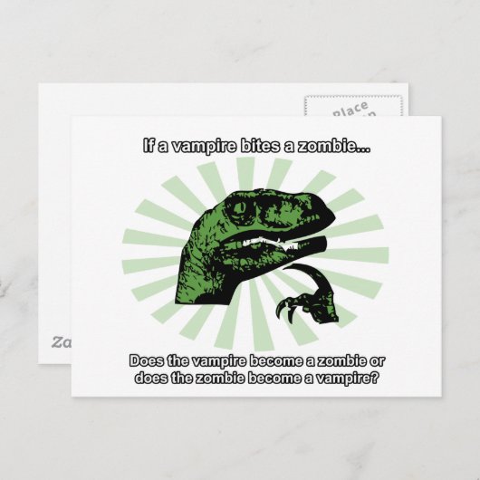 Carte Postale Philosoraptor Vampires et Zombies (Devant / Derrière)